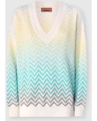 Missoni - Chevron Dégradé Cotton And Viscose V-Neck Sweater - Lyst