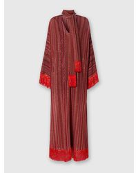 Missoni - Zigzag Kaftan With Sequins And V-Neck And Removable Scarf With Fringes - Lyst