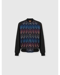 Missoni - Cotton-Blend Bomber Jacket With Zigzag Knit Insert - Lyst