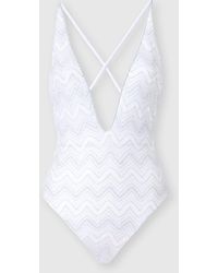 Missoni - V-Neck Zig Zag Lamé Viscose One-Piece Swimsuit - Lyst