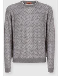Missoni - Crew-Neck Cashmere Pullover With Zigzag Pattern - Lyst
