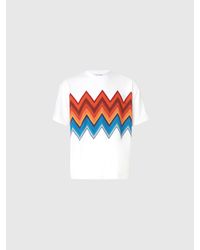 Missoni - T-Shirt Aus Baumwolle Mit Rundhalsausschnitt Und Makro-Zickzack-Print, Herren, Weiß & Größe - Lyst
