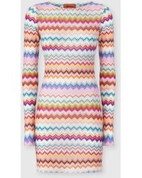 Missoni - Viscose Lamé Mini Dress With Pixelated Zigzag Motif - Lyst