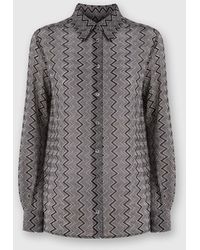 Missoni - Bluse Mit Zick-Zack-Lamé-Muster, Damen, Schwarz & Silber, Größe - Lyst