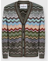 Missoni - Cotton And Viscose Chevron Cardigan With Greek Motif - Lyst