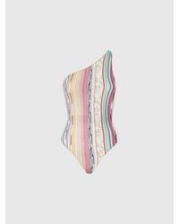 Missoni - Maillot De Bain Une Pièce Asymétrique En Viscose Lamée Flammée, Femme, Taille - Lyst