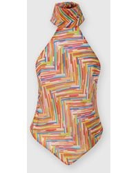 Missoni - Haut Sans Manches À Col Roulé En Coton Et Soie Mélangés Imprimés, Femme, Taille - Lyst