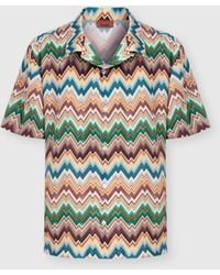 Missoni - Bowling Shirt With Irregular Zig Zag Print - Lyst