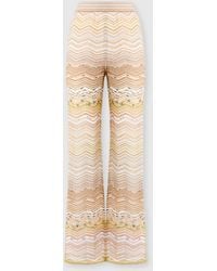 Missoni - Wide Chevron Lamé Viscose Trousers With Sequins - Lyst