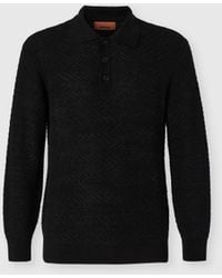 Missoni - Long-Sleeve Cotton And Wool Chevron Polo Shirt - Lyst