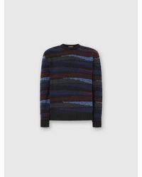 Missoni - Crew Neck Sweater With Striped Inlay, & Burgundy - Lyst