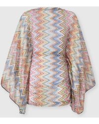 Missoni - Short Cover-Up Caftan With Batwing Sleeves - Lyst