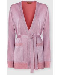 Missoni - Lamé Fabric Cardigan With Belt - Lyst