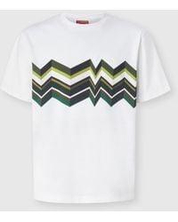 Missoni - Crew-Neck Cotton T-Shirt With Irregular Zigzag Print - Lyst