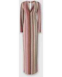 Missoni - Long Dress With V-Neck And Zigzag Pattern - Lyst
