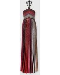 Missoni - Long Striped Dress With Sequins And Neck Fastening - Lyst