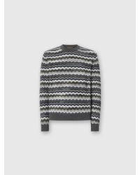 Missoni - Pull Col Rond À Motif Zigzag, Homme, Gris & Taille - Lyst