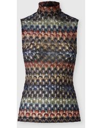 Missoni - Sleeveless Viscose Lamé Top With Lace Motif - Lyst