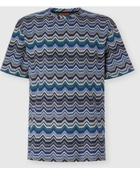 Missoni - Crew Neck T-Shirt With Geometric Zigzag - Lyst