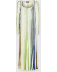 Missoni - Striped Partial Long Dress With Sequins And Long Sleeves - Lyst