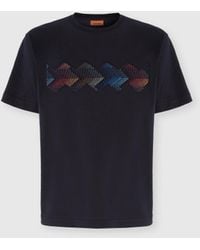 Missoni - Cotton Crewneck T-Shirt With Gradient Zig Zag Insert - Lyst