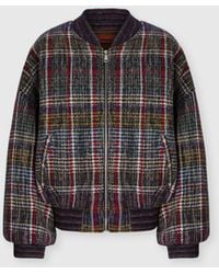 Missoni - Wool Bomber Jacket With Check Motif - Lyst