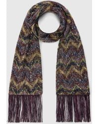 Missoni - Lamé Knit Scarf With Fringes And Sequins - Lyst