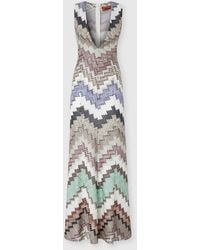 Missoni - Viscose Lamé Gown With Deep V-Neck - Lyst