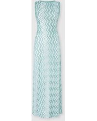 Missoni - Long Mesh Cover-Up Dress With Zigzag Pattern, Sequins, And Cut-Out Detail - Lyst