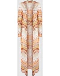 Missoni - Cardigan Long En Lamé À Chevrons Avec Sequins Et Dentelle Décorative, Femme, Taille - Lyst