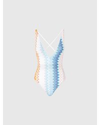 Missoni - V-Neck Viscose Blend Zigzag Lamé One-Piece Swimsuit - Lyst