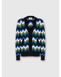 Missoni - Chevron Knit Cardigan With Pockets And Contrasting Piping - Lyst