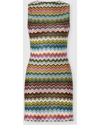 Missoni - Kurze Strandtunika Aus Lamé-Viskose Mit Zickzackmuster Im Pixeleffekt, Damen, Schwarz & Mehrfarbig, Größe - Lyst