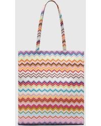 Missoni - Leather And Canvas Shopper Bag - Lyst