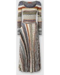 Missoni - Long Dress With Pleated Skirt - Lyst
