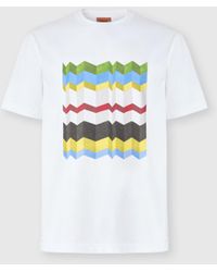 Missoni - T-Shirt Ras Du Cou En Coton Avec Imprimé Macro Zigzag, Homme, Blanc & Multicolore, Taille - Lyst