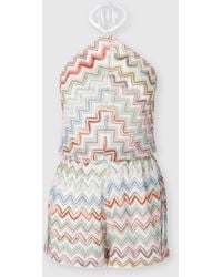 Missoni - Short Jumpsuit With 3D Zig Zag Lamé And Halter Neckline - Lyst