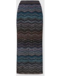 Missoni - Tube Viscose Chevron Lamé Long Skirt With Sequins - Lyst
