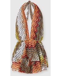 Missoni - Short Cover-Up With Greek Motif And Open Back - Lyst