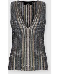 Missoni - Ribbed Top With Sequins And V-Neck - Lyst