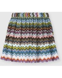 Missoni - Viscose Lamé Shorts With Pixelated Zigzag Motif, & Multicoloured - Lyst