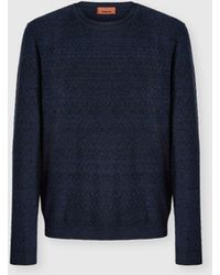Missoni - Crew-Neck Wool And Cotton Pullover With Tone-On-Tone Zigzag Pattern - Lyst