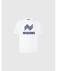 Missoni - Cotton Crewneck T-Shirt With Zigzag Insert And Logo Lettering - Lyst