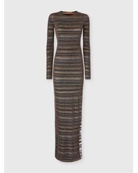 Missoni - Striped Viscose Lamé Gown With Slit - Lyst
