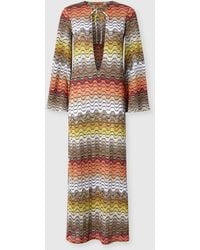 Missoni - Long Dress With Greek Motif And Deep V-Neckline - Lyst