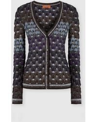 Missoni - Slim Viscose Lamé Cardigan With Lace Motif - Lyst