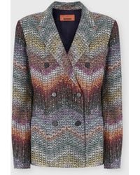 Missoni - Double-Breasted Viscose Lamé Blazer With Sequins - Lyst