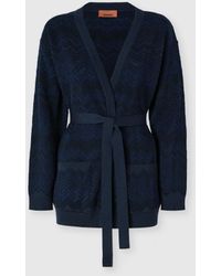 Missoni - Zig Zag Viscose And Wool Cardigan With Belt - Lyst