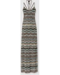 Missoni - Long Chevron Knit Dress With Braided Straps - Lyst