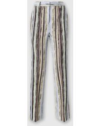 Missoni - Pantalon Classique En Viscose Flammée Lamée Rayée Avec Ourlet Court, Femme, Taille - Lyst